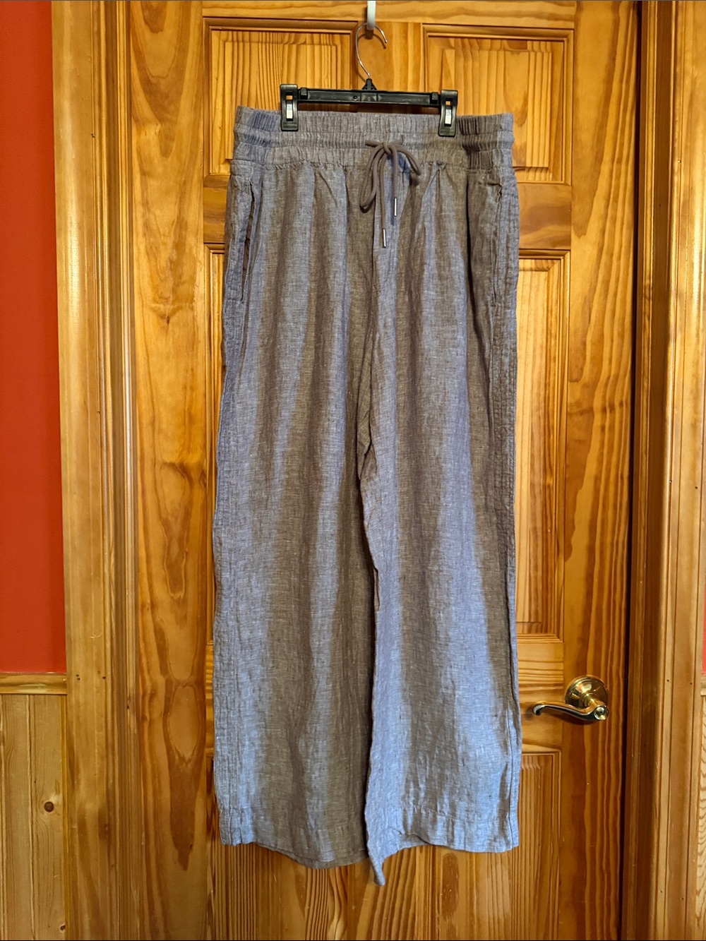 Quince Women’s 100% Linen Wide-Leg Drawstring Chinos in Tan